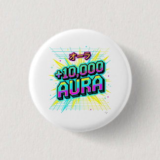 Macaron Rond 2,50 Cm +10 000 Aura Rétro Katakana Japonais Cyberpunk Mai
