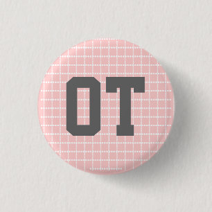 Macaron Rond 2,50 Cm 1,25" boutons d'OT - rose, gris et blanc
