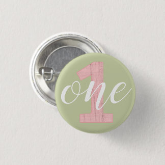 Macaron Rond 2,50 Cm 1er Anniversaire Sage Vert & Rose Wood One