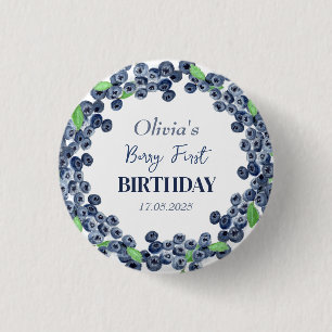 Macaron Rond 2,50 Cm 1ère fête d'anniversaire Blueberry Baby Girl
