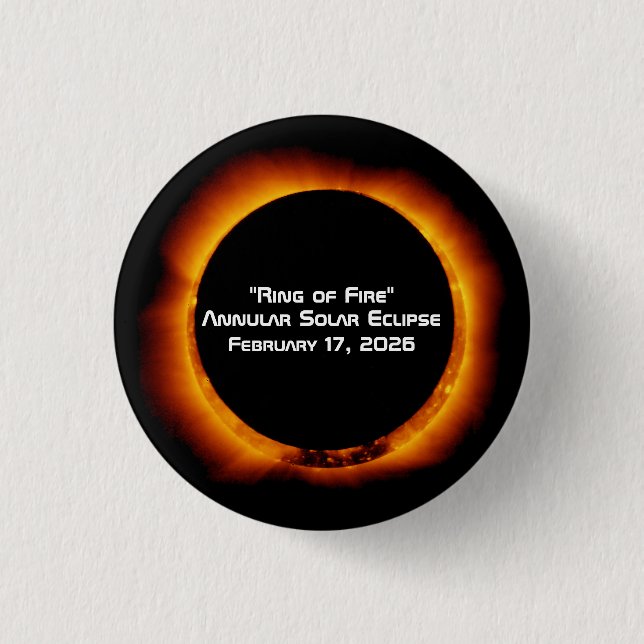 Macaron Rond 2,50 Cm 2026 Annular Ring of Fire Solar Eclipse (Devant)