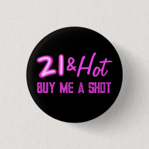 Macaron Rond 2,50 Cm 21 et Hot Acheter A Drink Neon Anniversaire
