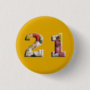 Macaron Rond 2,50 Cm 21e anniversaire 21 ans Milestone Button