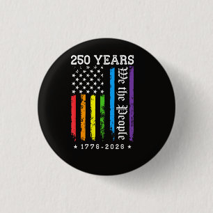 Macaron Rond 2,50 Cm 250 Ans de Drapeau de Fierté LGBT Américain 250e A