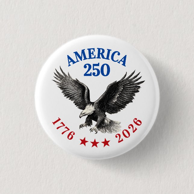 Macaron Rond 2,50 Cm 250th Anniversary USA 2026 Bald Eagle  (Devant)