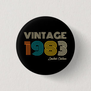 Macaron Rond 2,50 Cm 40e anniversaire Vintage 1983 Edition limitée