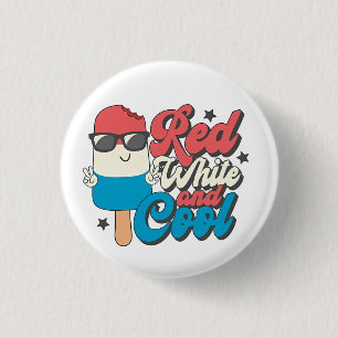 Macaron Rond 2,50 Cm 4 juillet Popsicles Rouge Blanc Et Cool