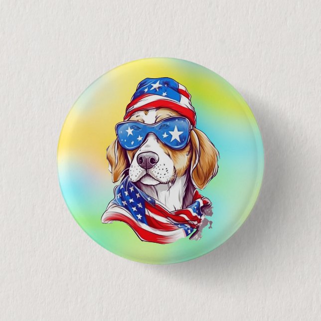 Macaron Rond 2,50 Cm 4th Of July Dog Sublimation-66361 (Devant)