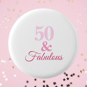 Macaron Rond 2,50 Cm 50 ans et Fabuleux Bouton Rose