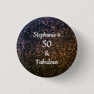 Macaron Rond 2,50 Cm 50 Et Fabulous Birthday Gold Black Parties scintil