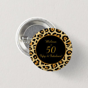 Macaron Rond 2,50 Cm 50 & Fabuleux bouton Empreinte de léopard d'annive