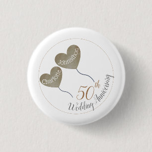 Macaron Rond 2,50 Cm 50e ballon d'or pour l'anniversaire du Mariage