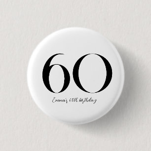 Macaron Rond 2,50 Cm 60e anniversaire Noir et blanc