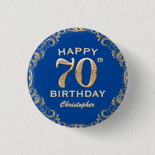 Macaron Rond 2,50 Cm 70e anniversaire de la Parties scintillant marine