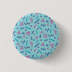 Macaron Rond 2,50 Cm 80s 90s style Memphis géométrique bleu