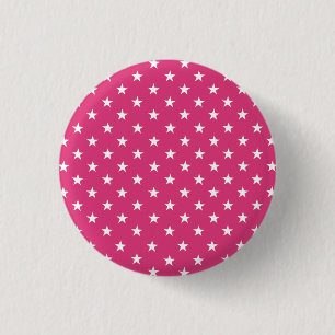 Macaron Rond 2,50 Cm À L'Air Glamour Avec Ce Cerise Rouge Blanc Étoiles