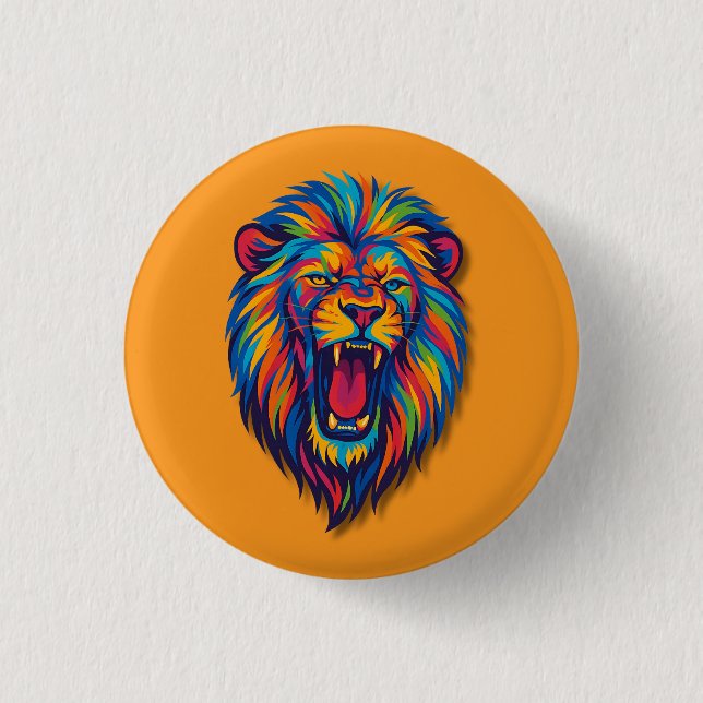 Macaron Rond 2,50 Cm A PAINTED LION button (Devant)