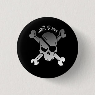 Macaron Rond 2,50 Cm aarrgg moi coquin crâne noir blanc pirate personna