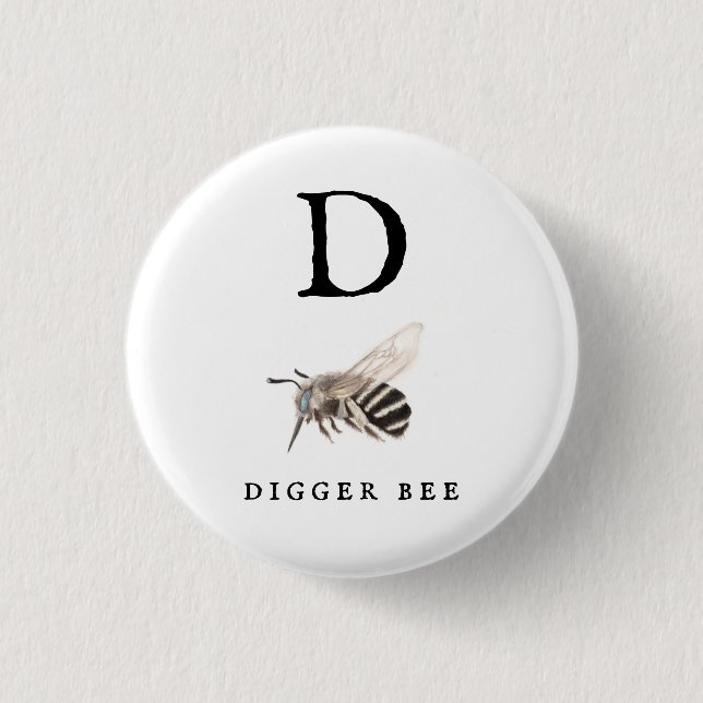 Macaron Rond 2,50 Cm Abeille à Digger "D" (Devant)