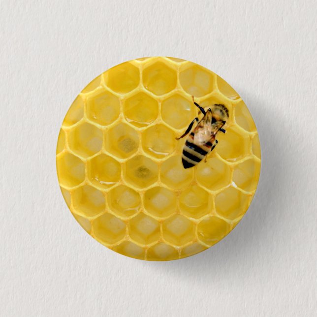 Macaron Rond 2,50 Cm abeille et nid d'abeille (Devant)