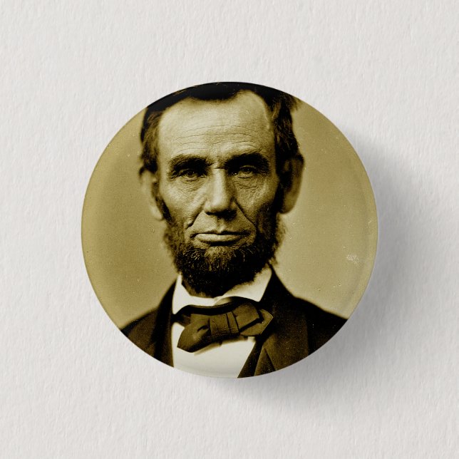 Macaron Rond 2,50 Cm Abraham Lincoln 16ème président des États-Unis (Devant)