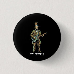 Macaron Rond 2,50 Cm Abraham Lincoln Tête de Guitarre sans Corps en Boi