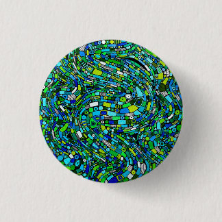 Macaron Rond 2,50 Cm Abstract Design Blue Green Waves Shapes