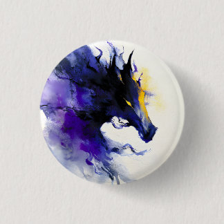 Macaron Rond 2,50 Cm Abstract Watercolor Black Horse Portrait