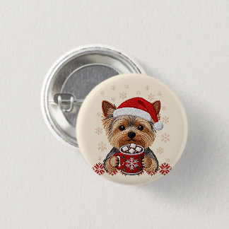 Macaron Rond 2,50 Cm Adorable Christmas Yorkshire Terrier