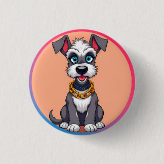 Macaron Rond 2,50 Cm Adorable Dessin Cartoon Chien souriant joyeusement