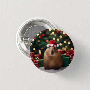 Macaron Rond 2,50 Cm Adorable Noël Capybara,