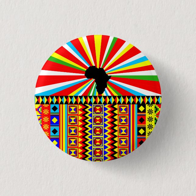 Macaron Rond 2,50 Cm Africain Print Kente Motif Tribal (Devant)