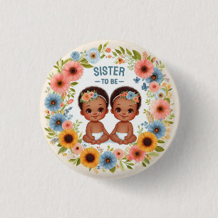 Macaron Rond 2,50 Cm African Cute Twin Boys Baby shower Soeur