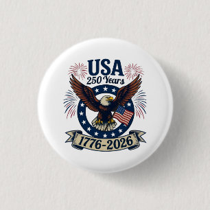 Macaron Rond 2,50 Cm Aigle Américain Patriotique 250 Ans 1776-2026