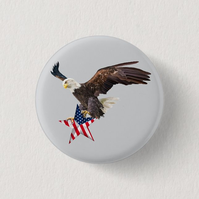 Macaron Rond 2,50 Cm Aigle chauve drapeau américain (Devant)