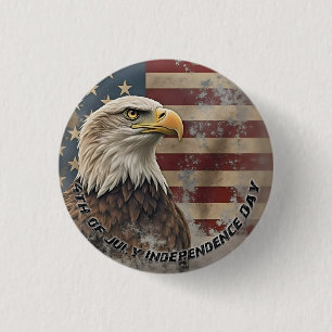 Macaron Rond 2,50 Cm Aigle majestueux et drapeau – Esprit de liberté