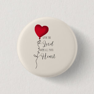 Macaron Rond 2,50 Cm Aime le Seigneur  & Ballon de coeur