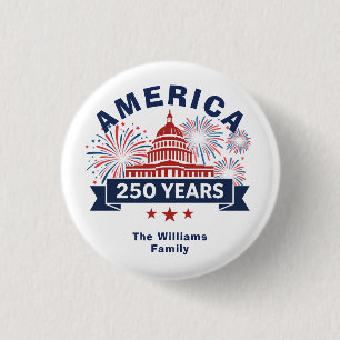 Macaron Rond 2,50 Cm Ajouter Nom de famille America 250 Feux d'artifice