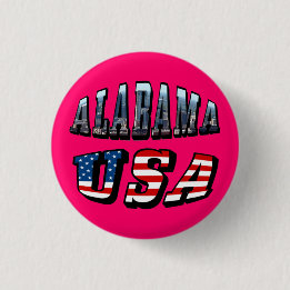 Macaron Rond 2,50 Cm Alabama Photo et USA Flag Font
