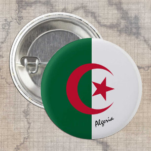 Macaron Rond 2,50 Cm Algeria button, patriotic Algerian Flag fashion