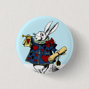 Macaron Rond 2,50 Cm Alice dans le style blanc #1 de bouton de lapin du