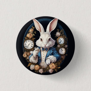Macaron Rond 2,50 Cm Alice lapin blanc dans Wonderland Montres et rose
