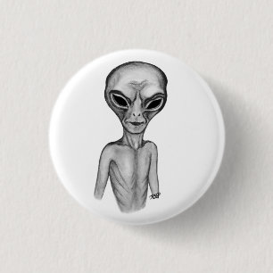 Macaron Rond 2,50 Cm Alien gris, je veux croire