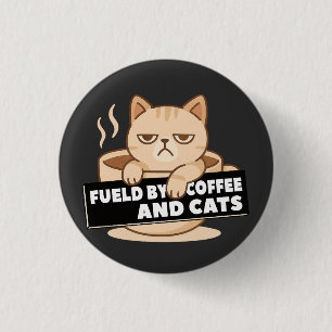 Macaron Rond 2,50 Cm Alimenté par le Café et les Chats Mignon Chat Endo