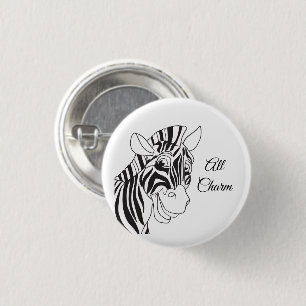Macaron Rond 2,50 Cm "All Charm" Lovely Zebra Black & White Trendy