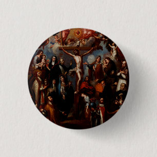 Macaron Rond 2,50 Cm Allégorie de la Crucifixion avec des saints jésuit