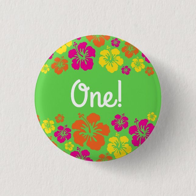 Macaron Rond 2,50 Cm Aloha Cute Hawaiian Kid's Birthday Party (Devant)