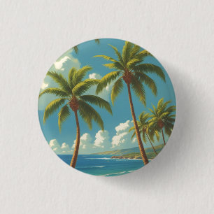 Macaron Rond 2,50 Cm Aloha Voyage Hawaïen De Style vintage De Hawaii