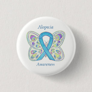 Macaron Rond 2,50 Cm Alopecia Butterfly Awareness Ribbon Custom Art Pin