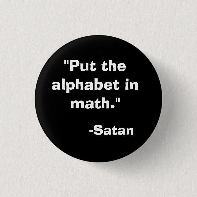 Macaron Rond 2,50 Cm Alphabet dans les maths Satan (Devant)